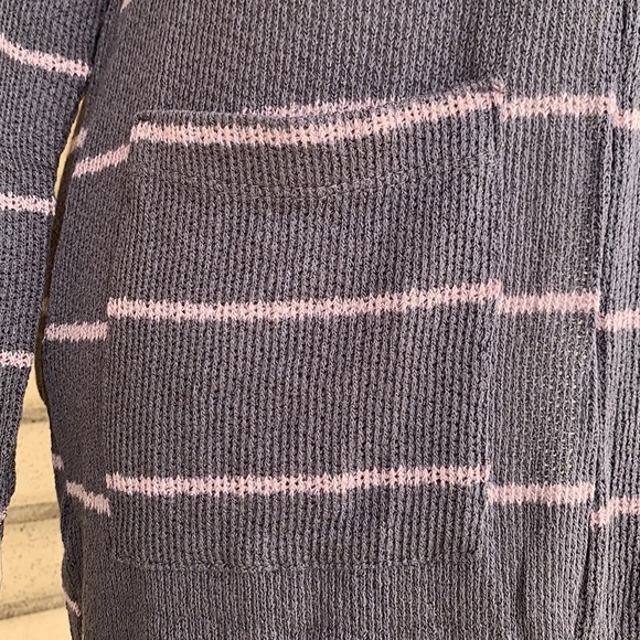 ❌DONATED❌Cherish Charcoal Gray Stripe Lightweight Knit Duster Cardigan Top - Picture 8 of 12